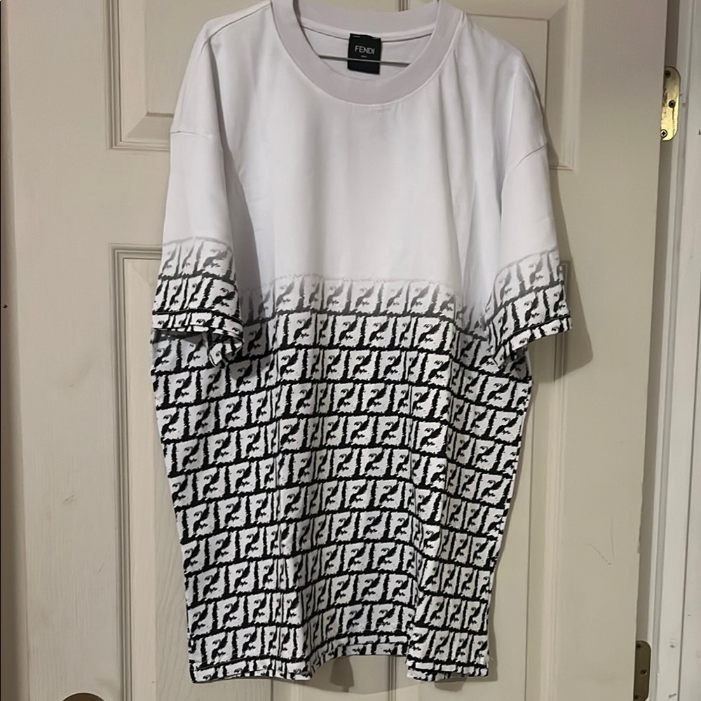Fendi White and Black Logo T-Shirt